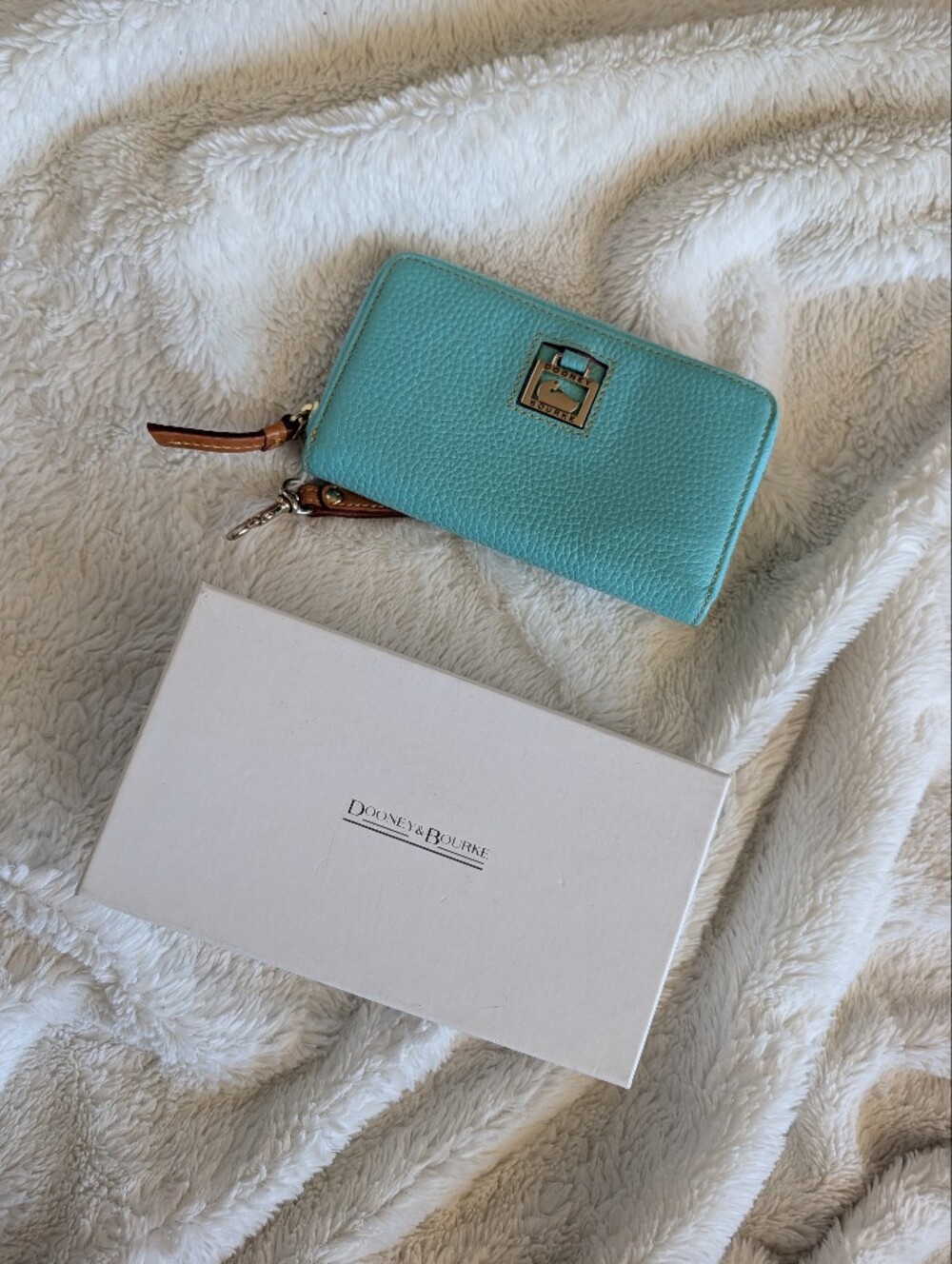 Dooney & Bourke Vintage Y2K 90s New In Box Teal Zip Leather Pebbles  Wallet